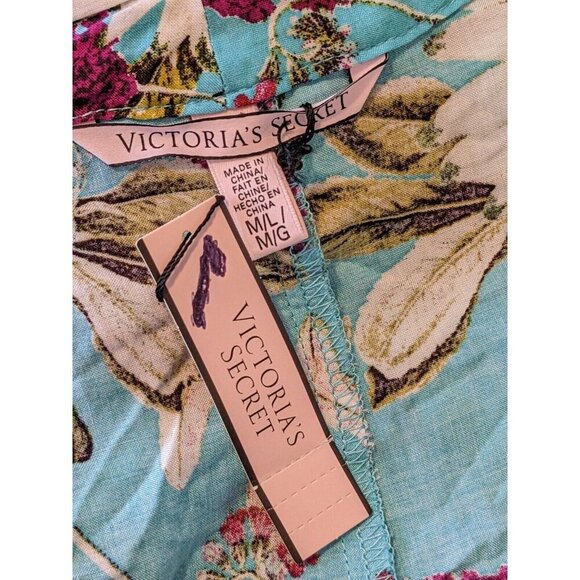 Victorias Secret Open Front Kimono Womens Size M L Blue Floral Boho Romantic - Picture 5 of 6